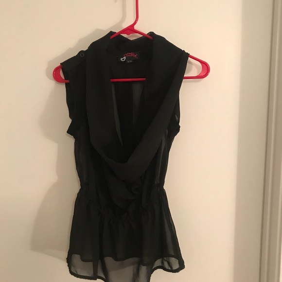 Black Sheer Sleeveless Top - Picture 1 of 5